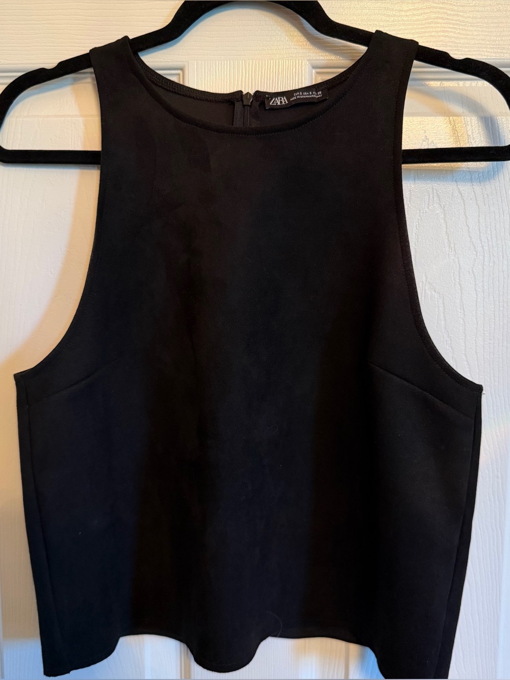 Zara Black Suede Sleeveless Crop Top
